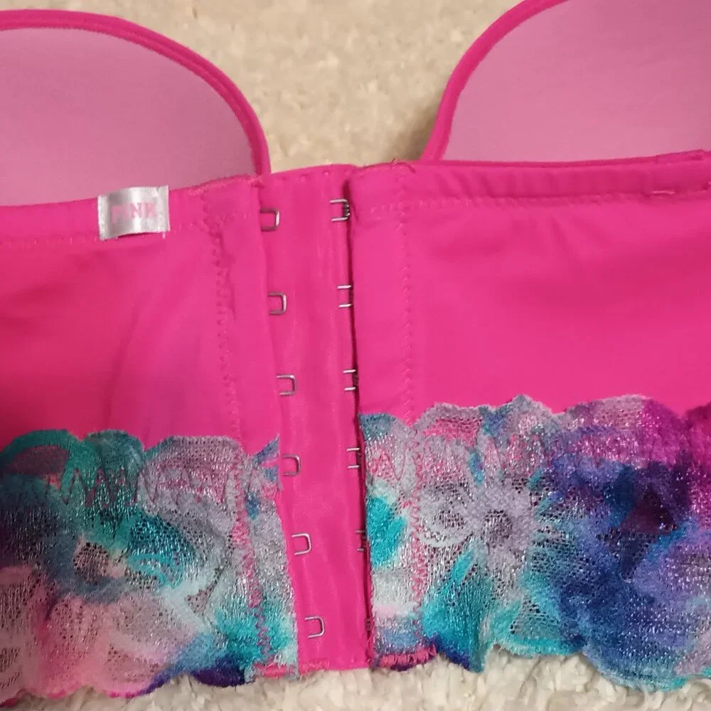 VGUC ~Victoria's Secret PINK Lined Underwire Strapless Bra with Lace (Size: 36C) - Picture 8 of 8
